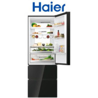 FRIGORÍFICO HAIER 3 PUERTAS, NO FROST, CRISTAL NEGRO