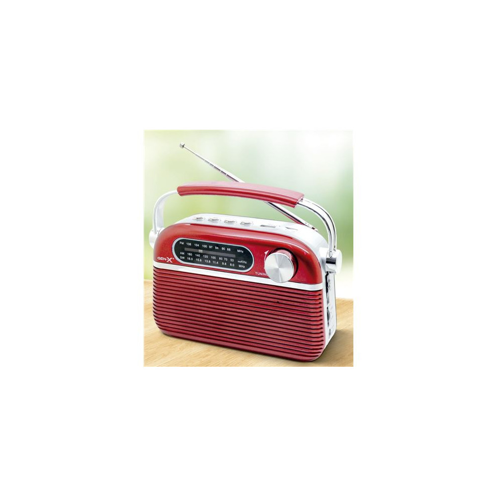 RADIO CLASICA RECARGABLE CON BLUETOOTH 4408 ROJA GEN-X