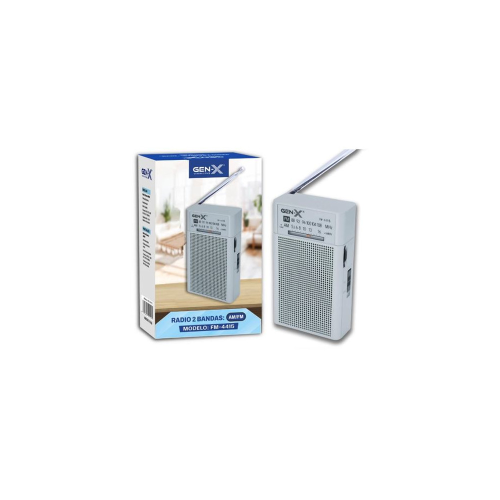 RADIO PORTATIL AM/FM ANALOGICA ALTA SENSIBILIDAD PLATA FM-4415 GEN-X