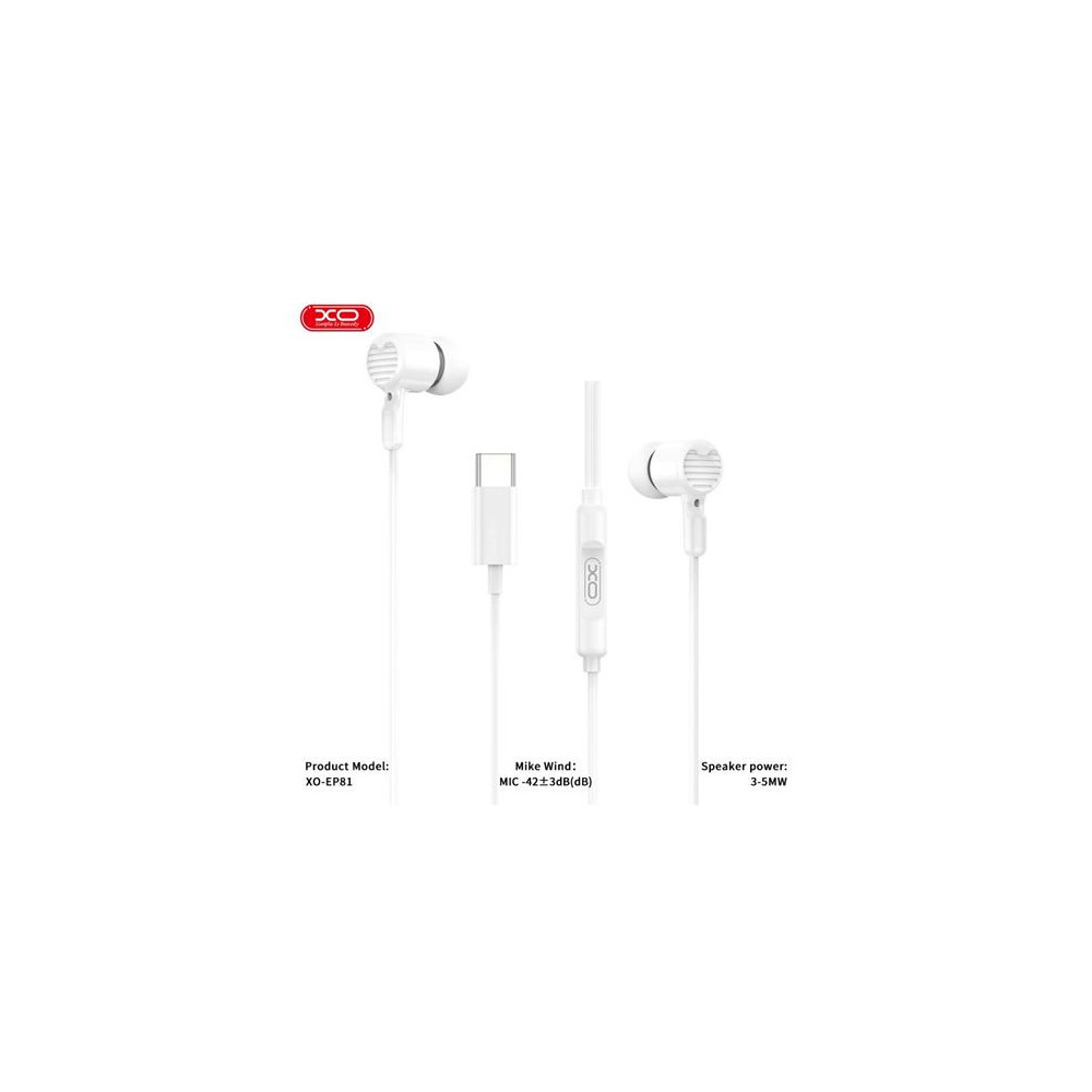 AURICULARES CON Y MICROFONO CABLE TIPO C EP81 BLANCO XO