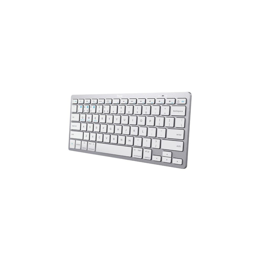 TECLADO COMPACTO INALAMBRICO BLUETOOTH PLATA TRUST