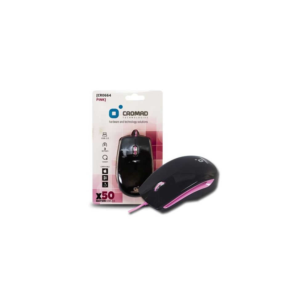 RATÓN X50 USB NEGRO/ROSA CROMAD