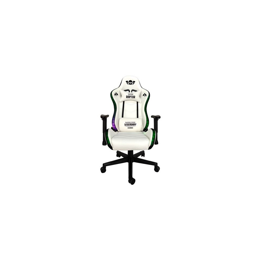 SILLA GAMING RGB SERIE RAPTOR LEGENDARY BLANCA CROMAD