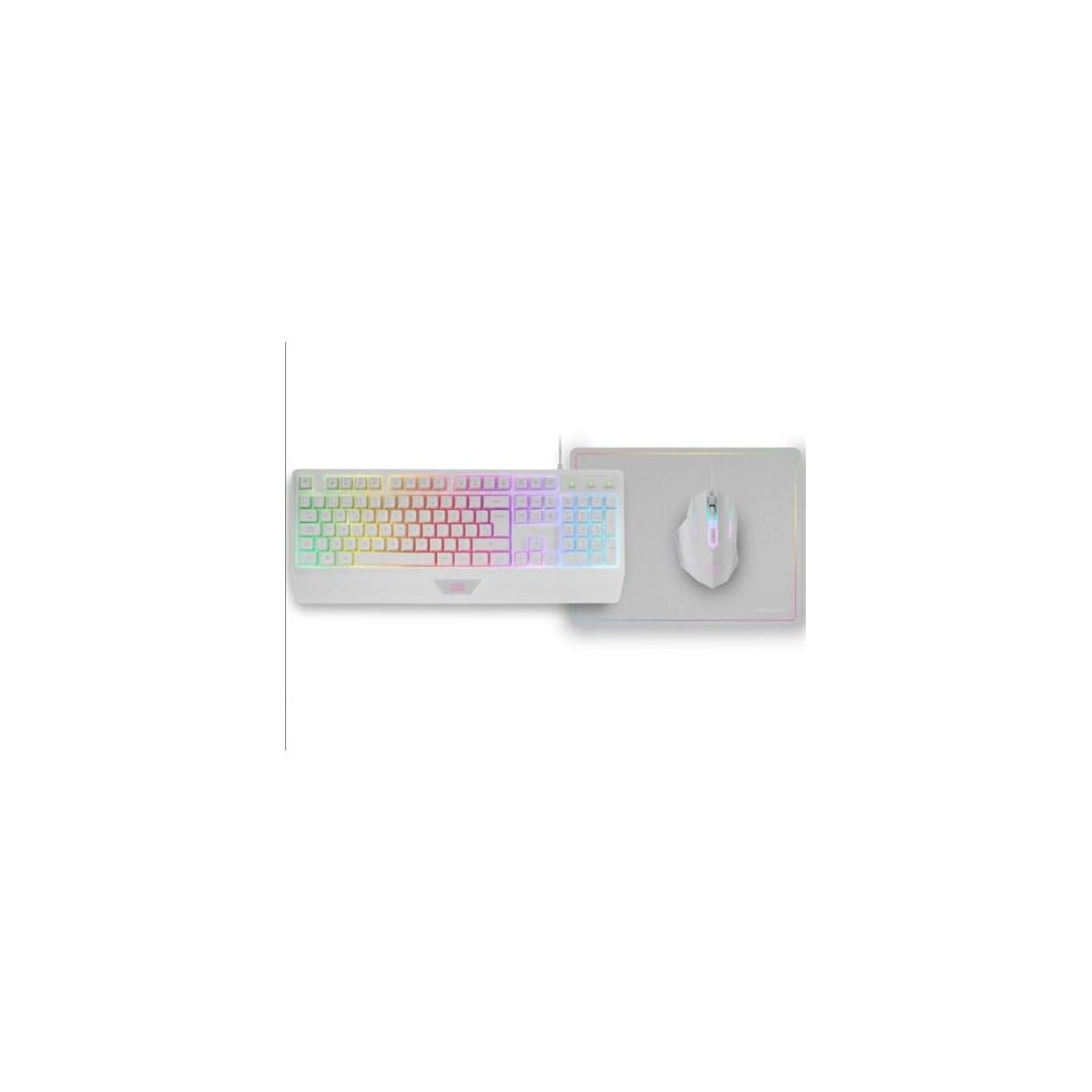 PACK GAMING TECLADO H-MEC | RATON | ALFOMBRILLA RGB BLANCO MCP124 MARS GAMI