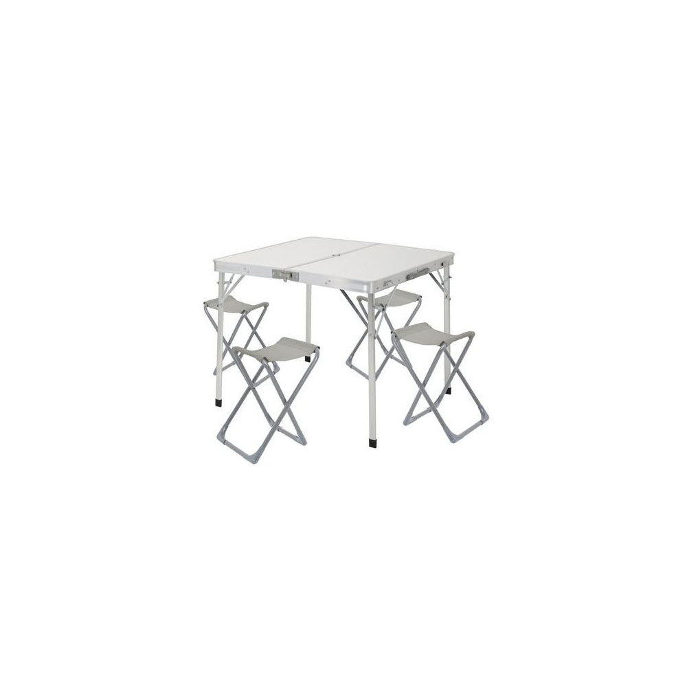 CONJUNTO MESA Y SILLAS PLEGABLES DE CAMPING BLANCA 86X80X70CM GRIS