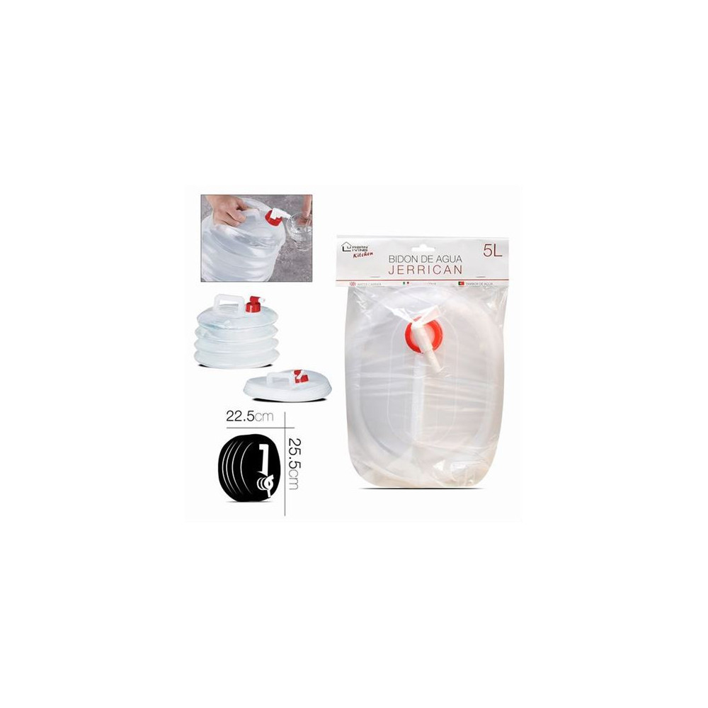 BIDON DE AGUA PLEGABLE 5 LITROS CON GRIFO URBAN LIVING