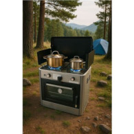 COCINA 2 FUEGOS CON TAPA + HORNO DE GAS CON SISTEMA DE SEGURIDAD MUVIP
