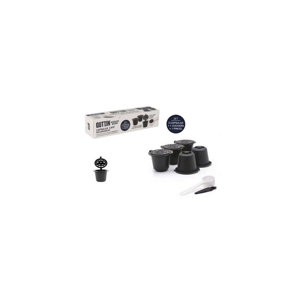 SET 5 CAPSULAS PARA CAFE RECARGABLES CON ACCESORIOS QUTTIN
