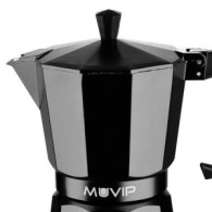 CAFETERA 6 TAZAS ALUMINIO NEGRO MATE ANTIADHERENTE MUVIP