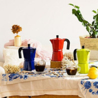 CAFETERA ITALIANA ALUMINIO 9 TAZAS VITRO ROJA MONIX