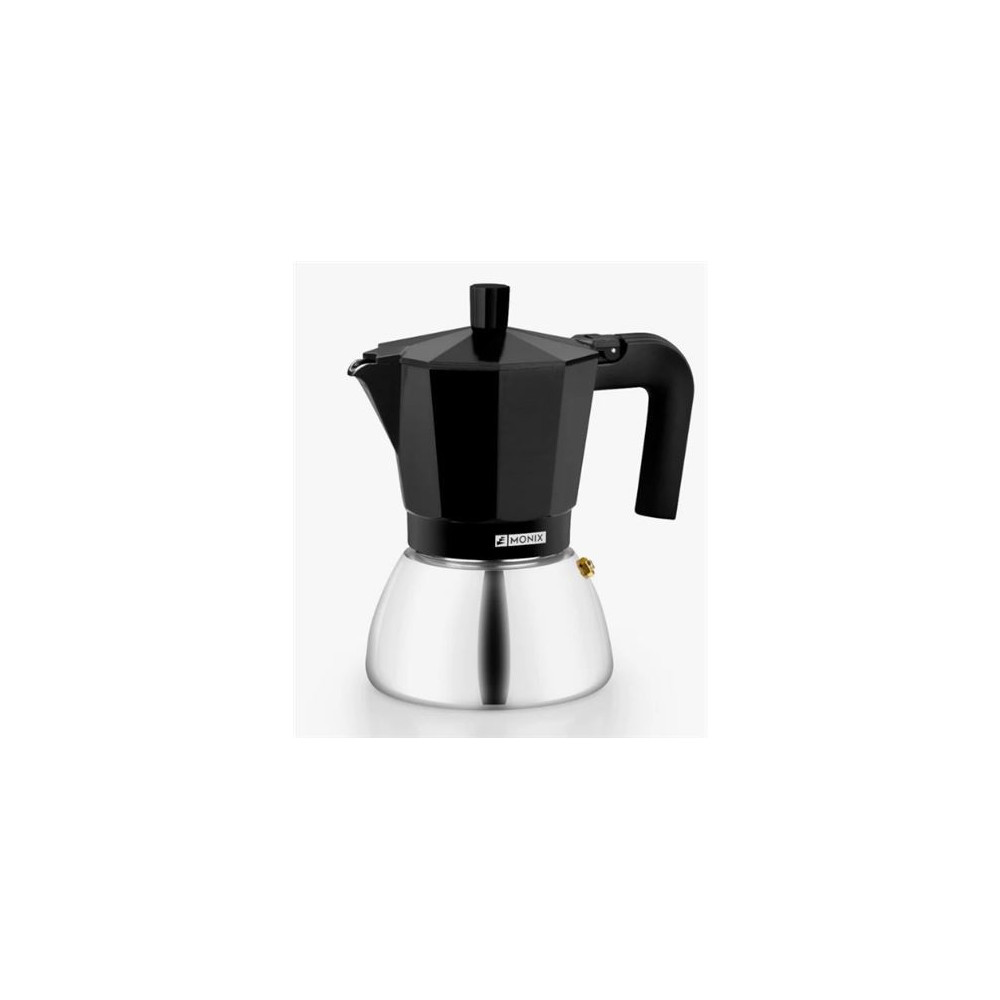 CAFETERA ITALIANA 3 TAZAS INDUCCION INOX NEGRA MONIX