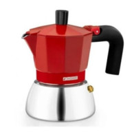 CAFETERA ITALIANA 9 TAZAS INDUCCION INOX ROJA MONIX