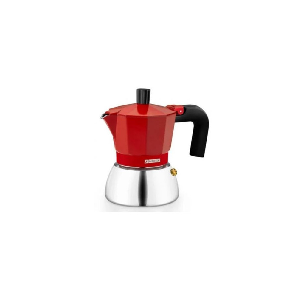 CAFETERA ITALIANA 9 TAZAS INDUCCION INOX ROJA MONIX