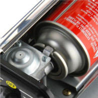 COCINA DE GAS PORTATIL DOBLE BOMBONA ACERO + PLANCHA + MALETIN MUVIP