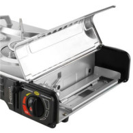 COCINA DE GAS PORTATIL DOBLE BOMBONA ACERO + PLANCHA + MALETIN MUVIP