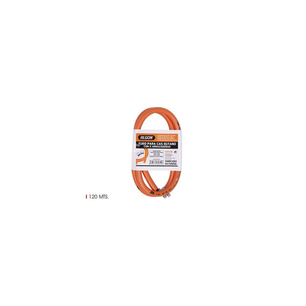 MANGUERA GAS BUTANO 120CM CON ABRAZADERA ALGON