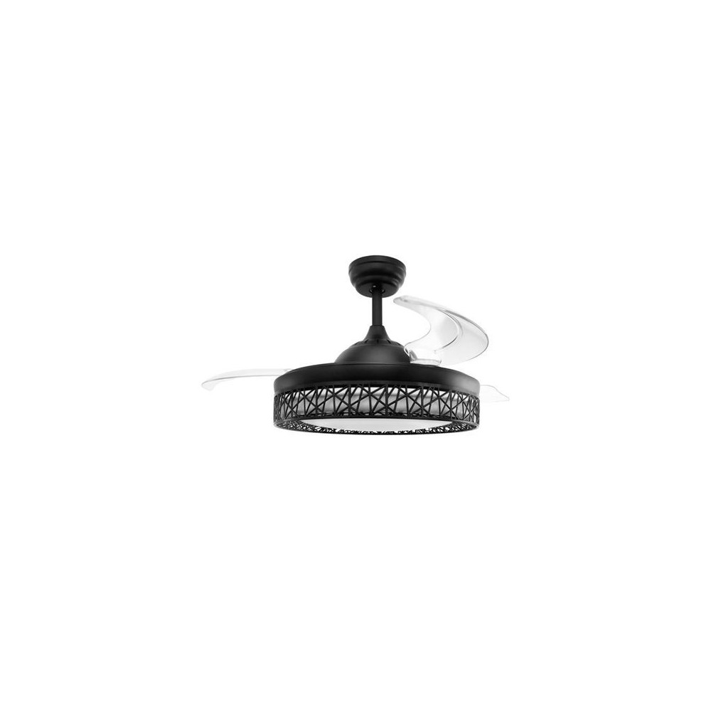 VENTILADOR DE TECHO CON LUZ Y ASPAS RETRACTILES NEGRO JOCCA