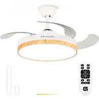 VENTILADOR TECHO 42 LED BLANCO 20W ASPAS RETRACTILES BLANCO/MADERA GRUNKEL