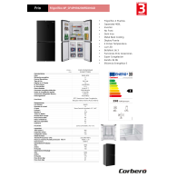 FRIGORIFICO CORBERÓ 4 PUERTAS, NO FROST. COLOR DARK INOX. INVERTER
